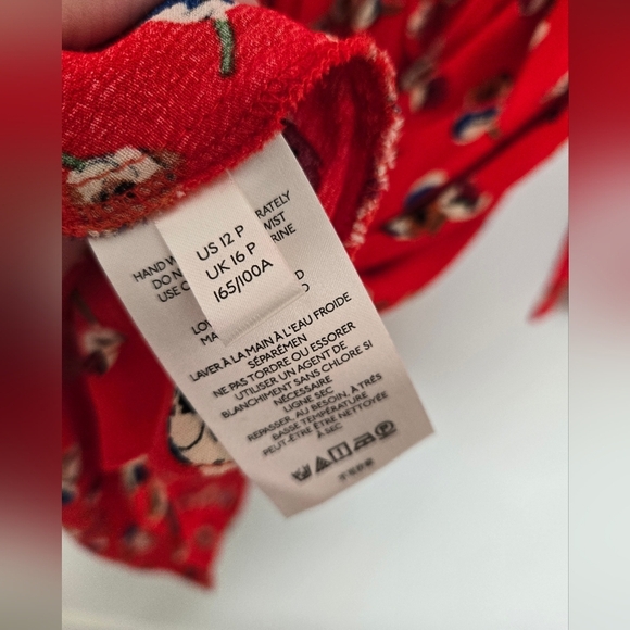 MAEVE Anthropoligie Red Floral Long Sleeve V Neck Dress | 12P - Picture 5 of 6